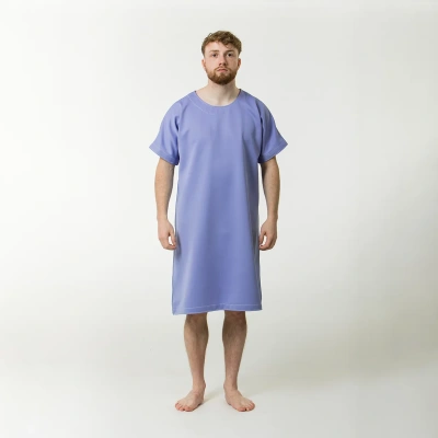 Male wearing anti-ligature gown