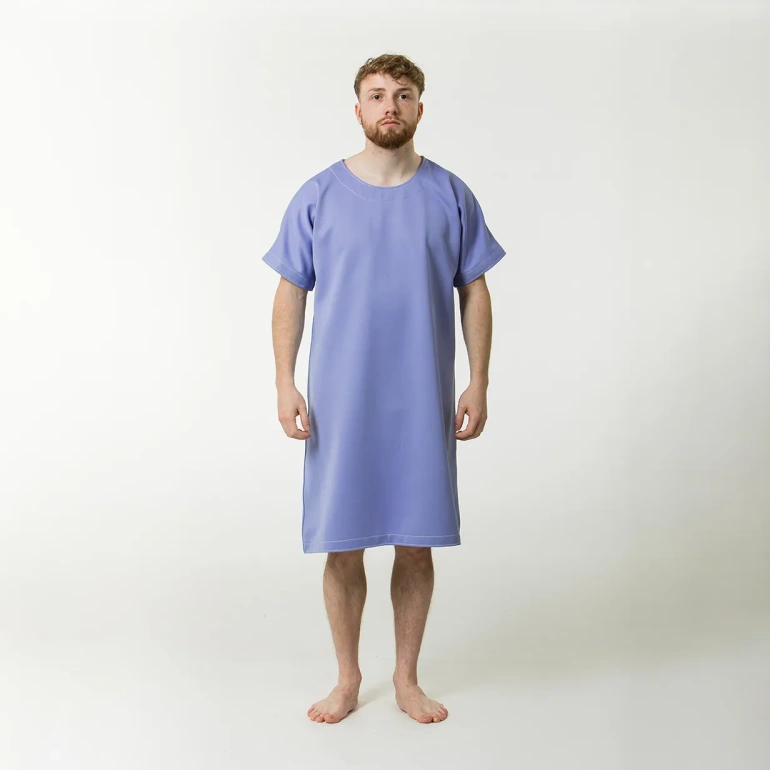 Male wearing anti-ligature gown
